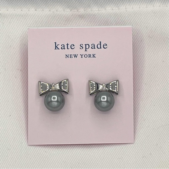 Kate Silver Bow & Pearl Earrings NWT - Picture 2 of 8